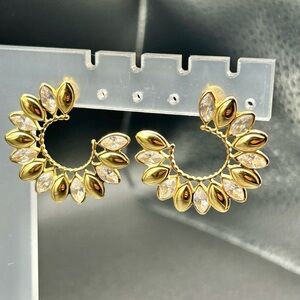 14K Gold Zircon Gold Earrings